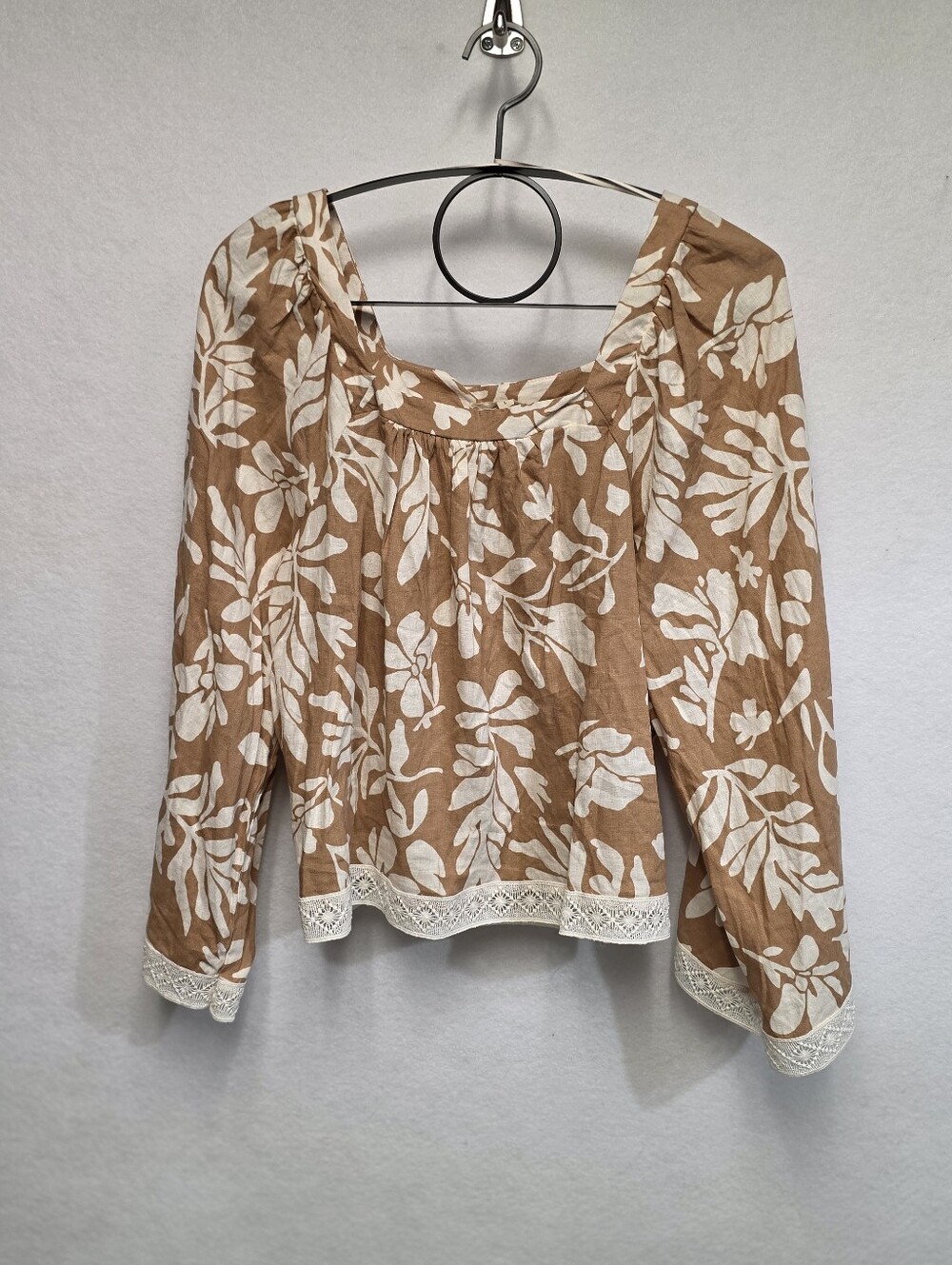 Christian Siriano Womens Size Large Floral Off-Shoulder Blouse  55% Linen - Picture 11 of 11